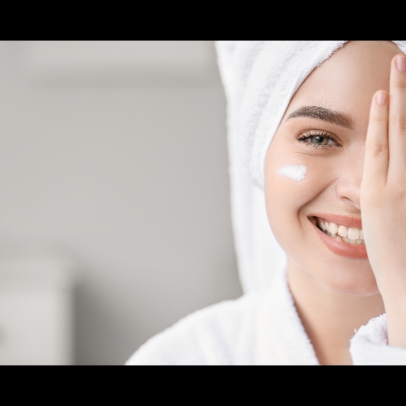 Soft skin close-up in warm neutral tones